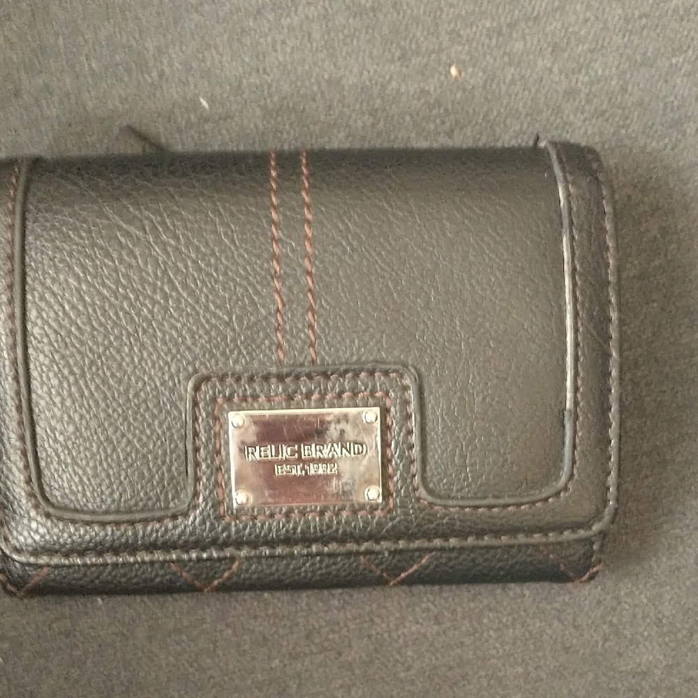 Relic Black Leather Phone Case with Metal Accent